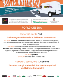 #RotteAntimafia: la terza tappa della carovana l’1 e il 2 aprile a Forlì-Cesena!
